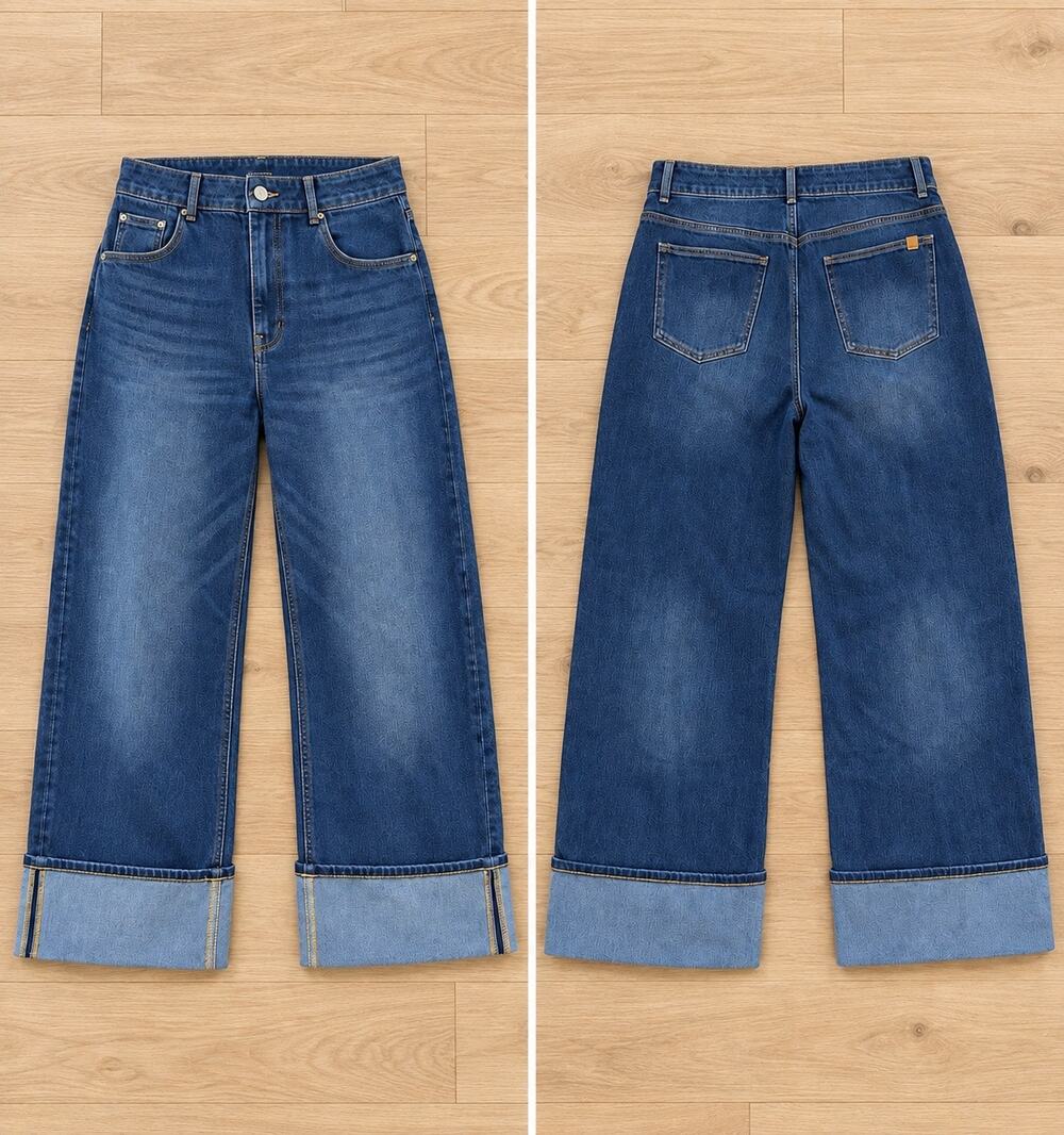NWT Women’s Halara Flex High Waisted Rolled Hem Wide Leg Jeans Size Large